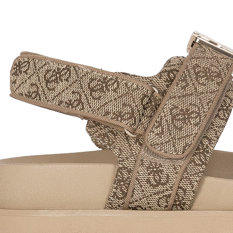 Guess Women’s Logo Sandals on a Platform Beige and Brown FL6FBSFAL03-BEIBR