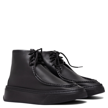 T. Sokolski Leather Platform Ankle Boots Side Zip Black AMI-Z25-430-BLK