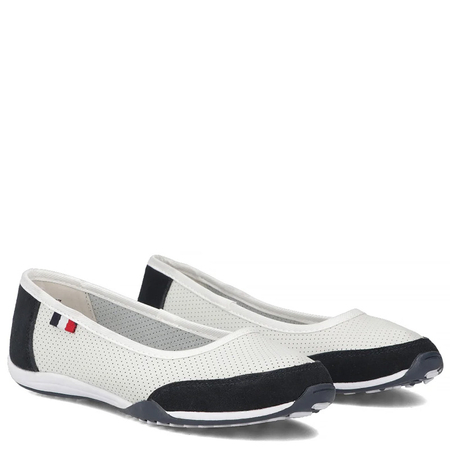 Filippo Leather Openwork Sporty Ballerinas White DP142-26-WH-NV
