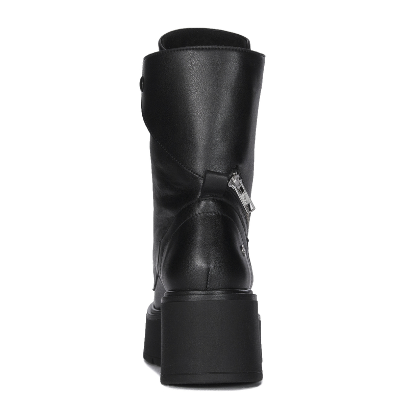 Maciejka Leather Platform Ankle Boots Lace-Up Black 06676-01/00-8
