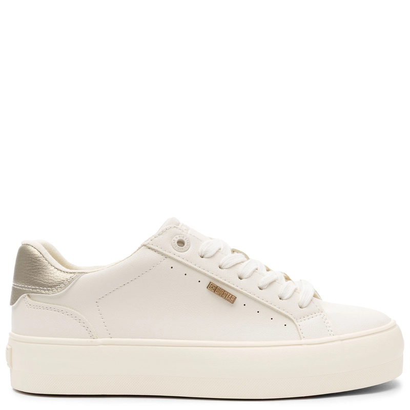 Big Star Sneakersy na Platformie Półbuty Sportowe z Metaliczną Wstawką Beżowe TT274806-BEIGE