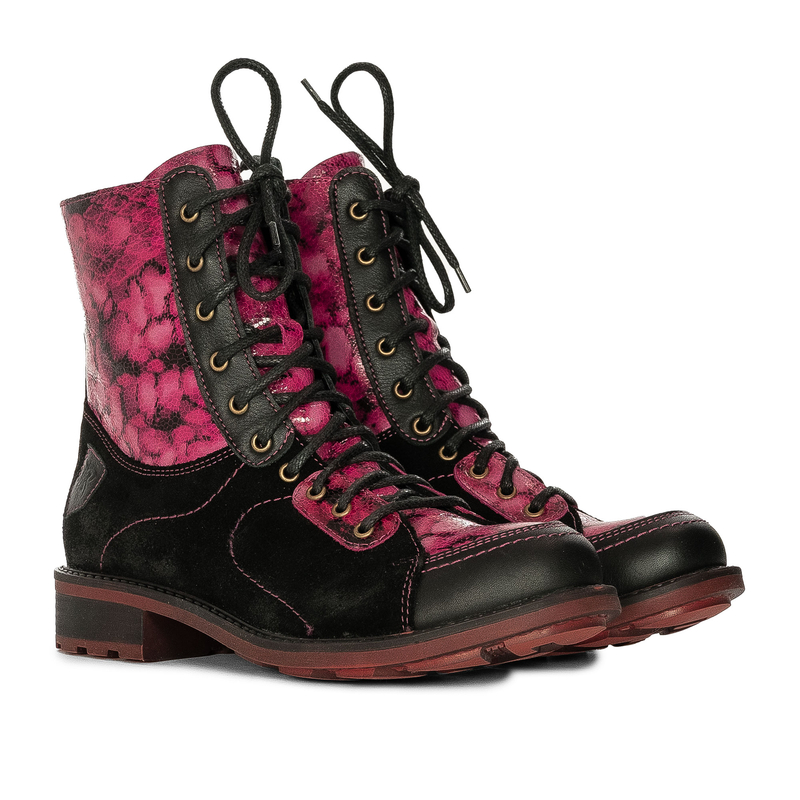 Maciejka Women's Leather Boots Black and Pink