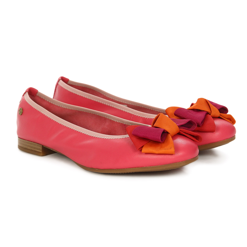 Maciejka Leather Ballet Flats Decorative Bow Flat Heel Pink P6801-15/00-0