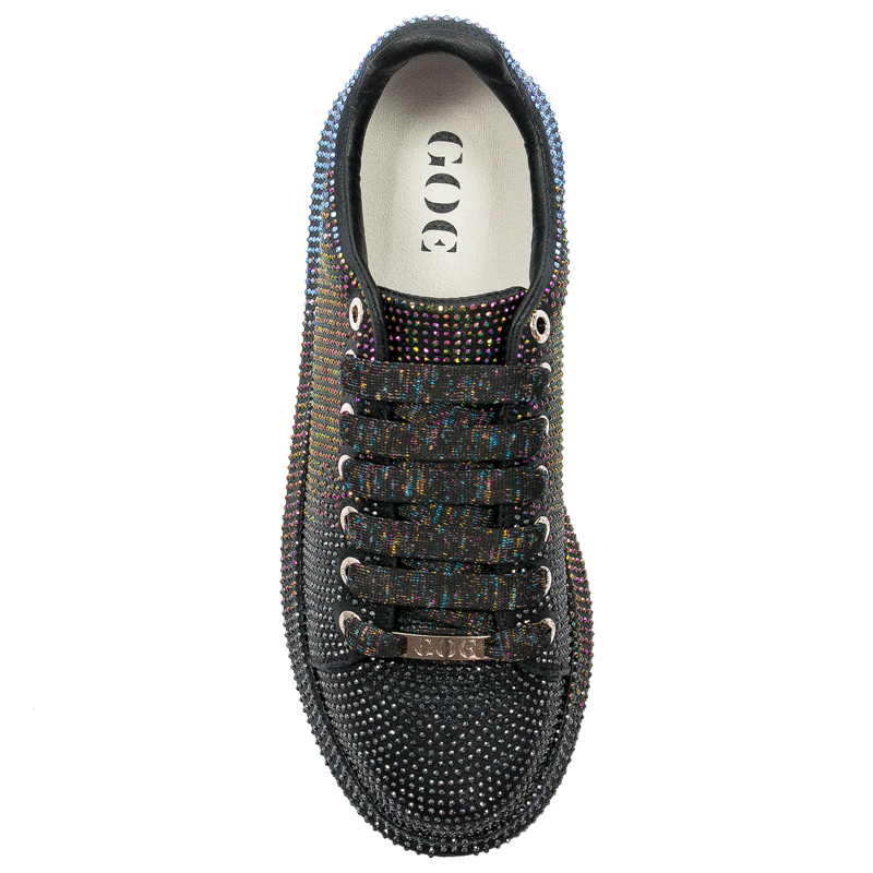 GOE Sneakersy półbuty damskie cyrkonie Black Czarne