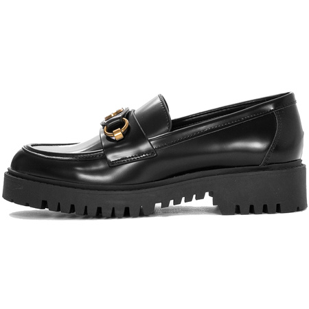 Guess półbuty damskie mokasyny skórzane Black