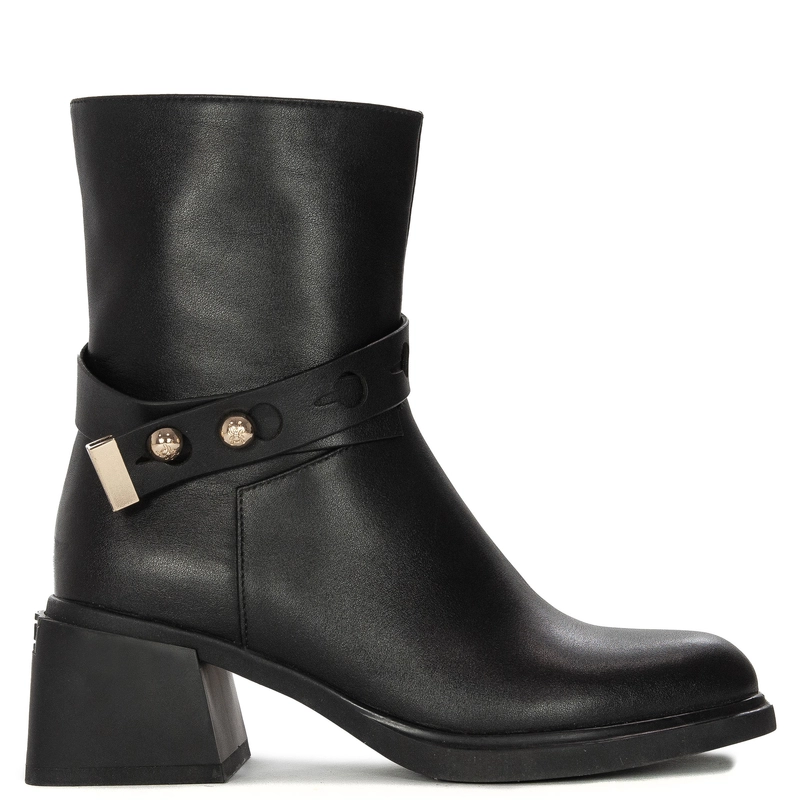 Maciejka Women’s Leather Ankle Boots Block Heel Black K7183-01/00-8