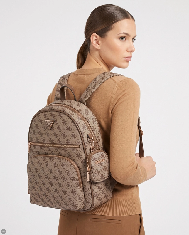 Guess Adrian Logo City Backpack Monogram Camel TWNB2168350-CAMEL