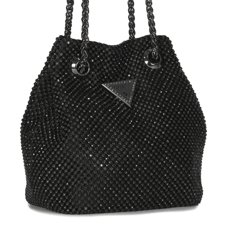 Guess Torba damska wieczorowa mała Lua Mini Black czarna z cyrkoniami