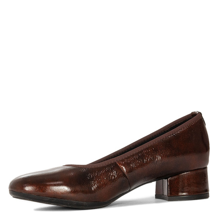 Maciejka Leather Comfortable Pumps Low Block Heel Bordeaux P7224-23/00-7