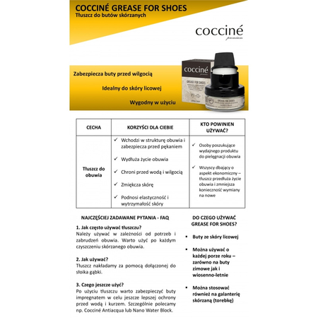 Coccine Grease For Shoes Leather Grease Protection from Salt and Moisture 55-29-50-01C