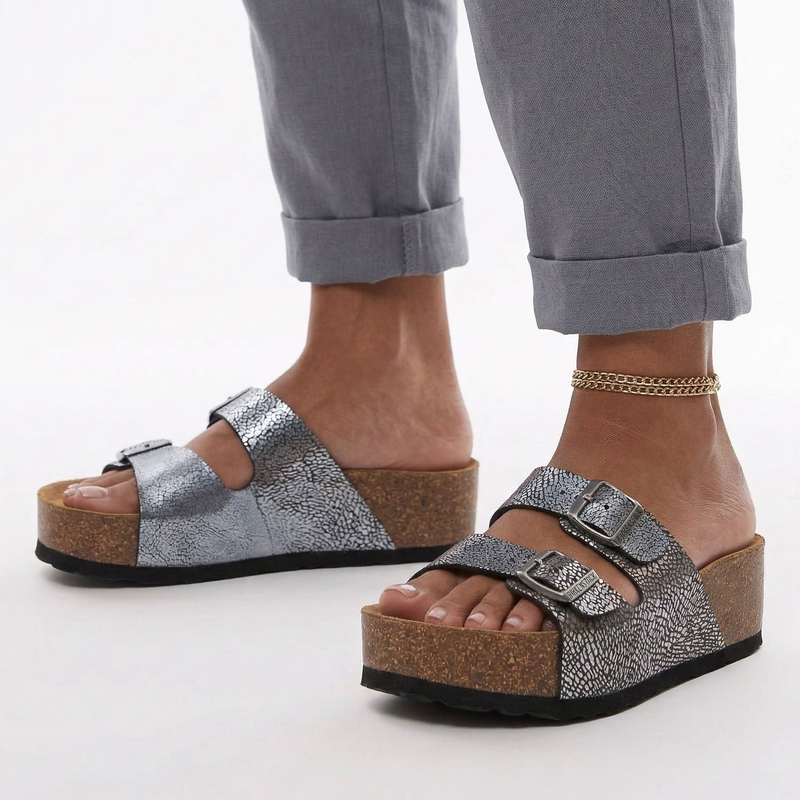 Dr. Brinkmann Bonillo Women's Wedge Slides Anatomic Blue 701164-09