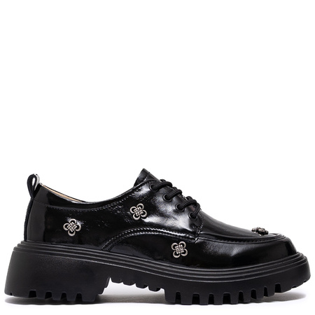 Artiker Women's Leather Patent Black Shoes