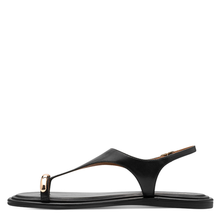 Tamaris Leather Minimalist Sandals with Metal Detail Black 1-28142-46003-BLK