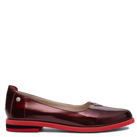 Maciejka Patent Leather Ballet Flats on Flat Sole Burgundy K7463-23/00-1