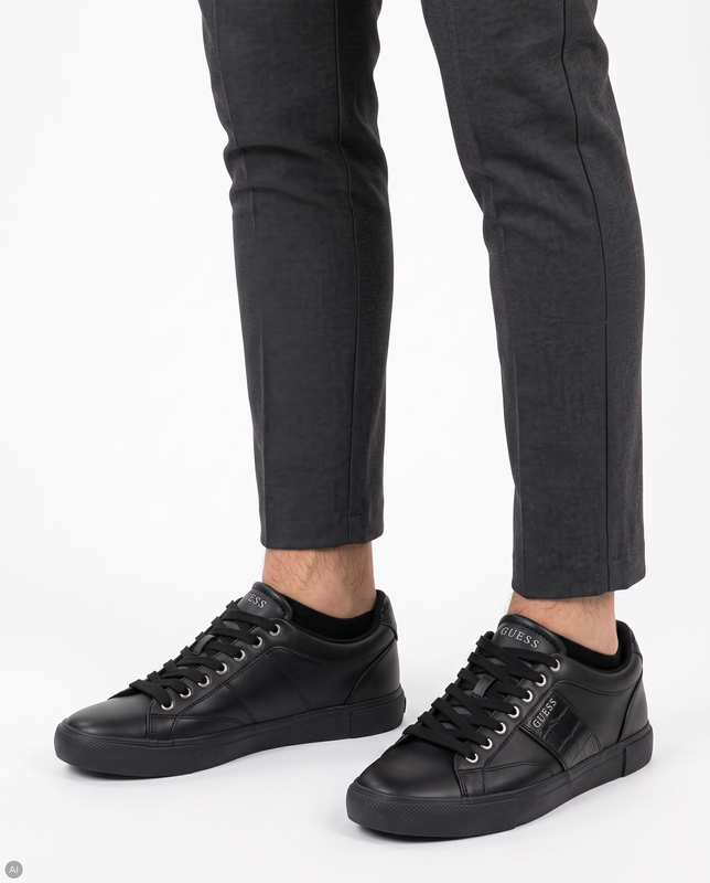 Guess Czarne Sneakersy Męskie Ze Wstawką Ze Wzorem Krokodyla FMFCR2-ELE12-BLK