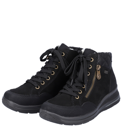 Rieker Insulated Leather Platform Ankle Boots Black L7701-00-BLK