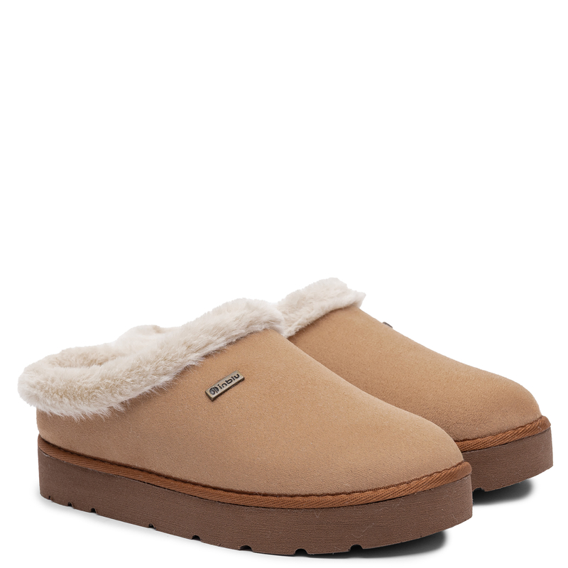 Inblu Comfortable Warm Platform Slippers Beige DR000004-CAMEL