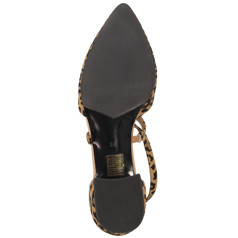 Maciejka Leather Leopard Print Pumps With Low Block Heel Beige-Black K6807-43/00-1
