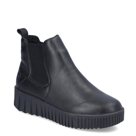 Rieker Platform Ankle Boots Zipper Women Black Y6151-00-BLACK
