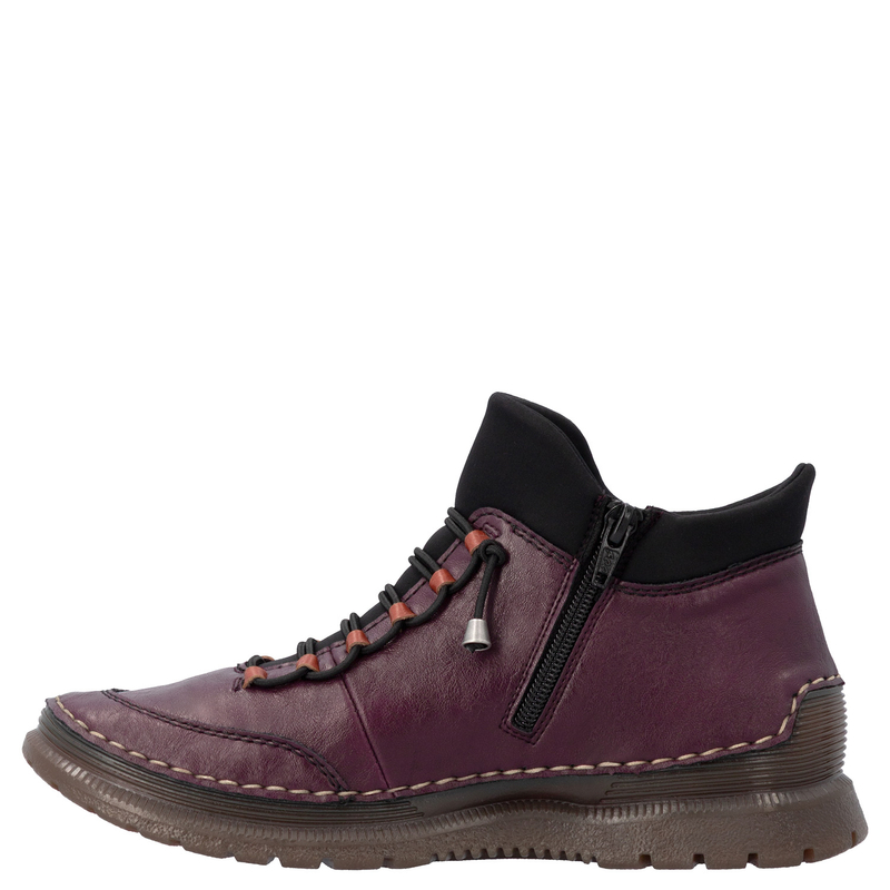 Rieker Comfortable Lace-Up Women's Ankle Boots Flat Burgundy 53650-30-RED