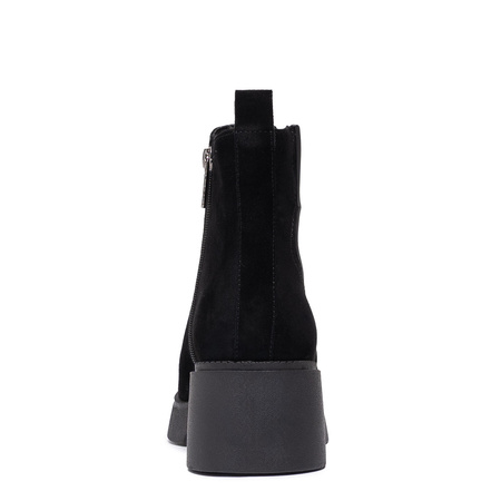 Artiker Botki Welurowe Na Platformie Damskie Na Klocku Czarne 57C0158