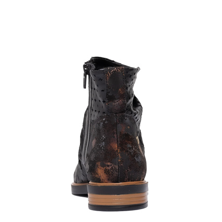 Maciejka Leather Embossed Ruched Ankle Boots Side-Zip Black 05922-01/00-5