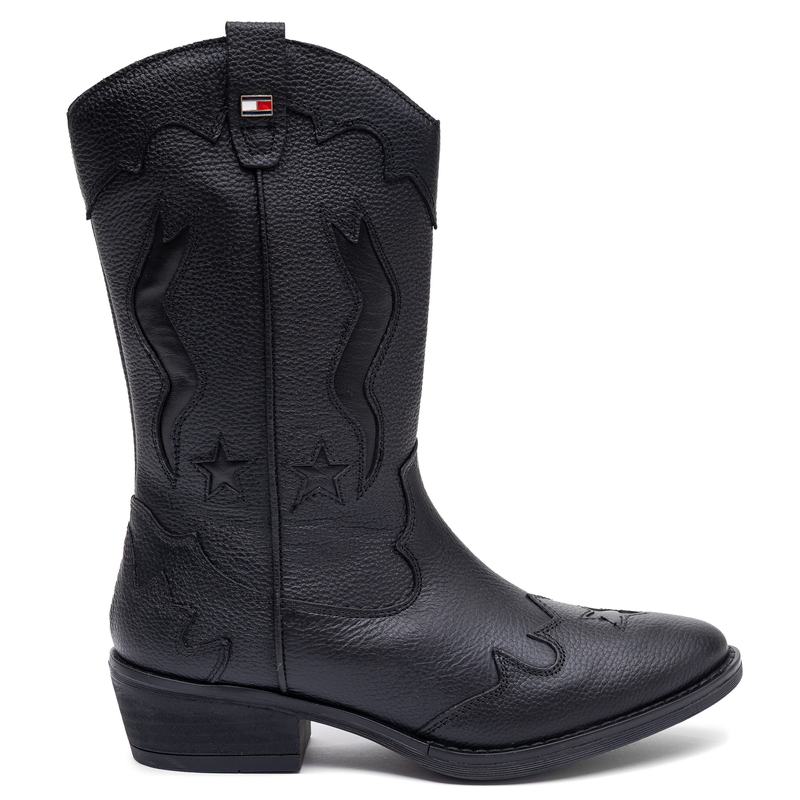 Tommy Hilfiger Skórzane Kowbojki Botki Damskie Czarne T3A6-35193-BLK