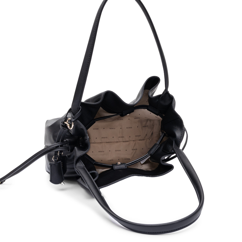 Guess Karima Drawstring Tote Bag Slouchy Shoulder Bag Black HWNG2249230-BLACK
