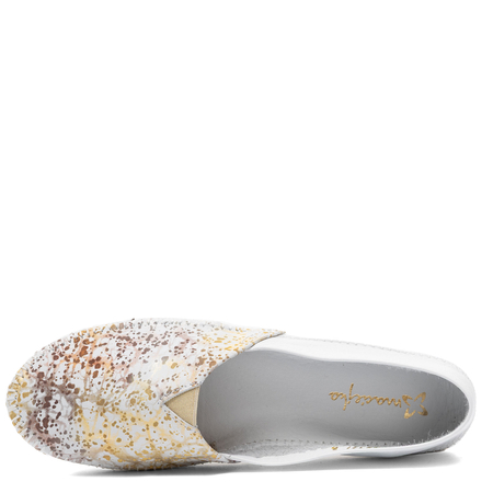 Maciejka Leather Slip-On Patterned Loafers Flat White-Gold 1930B-31/00-0