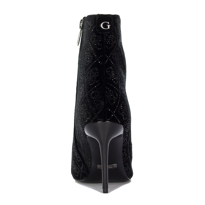 Guess Velvet Ankle Boots Stiletto Heel Pointed Toe Black FL8HNFAB10 BLACK