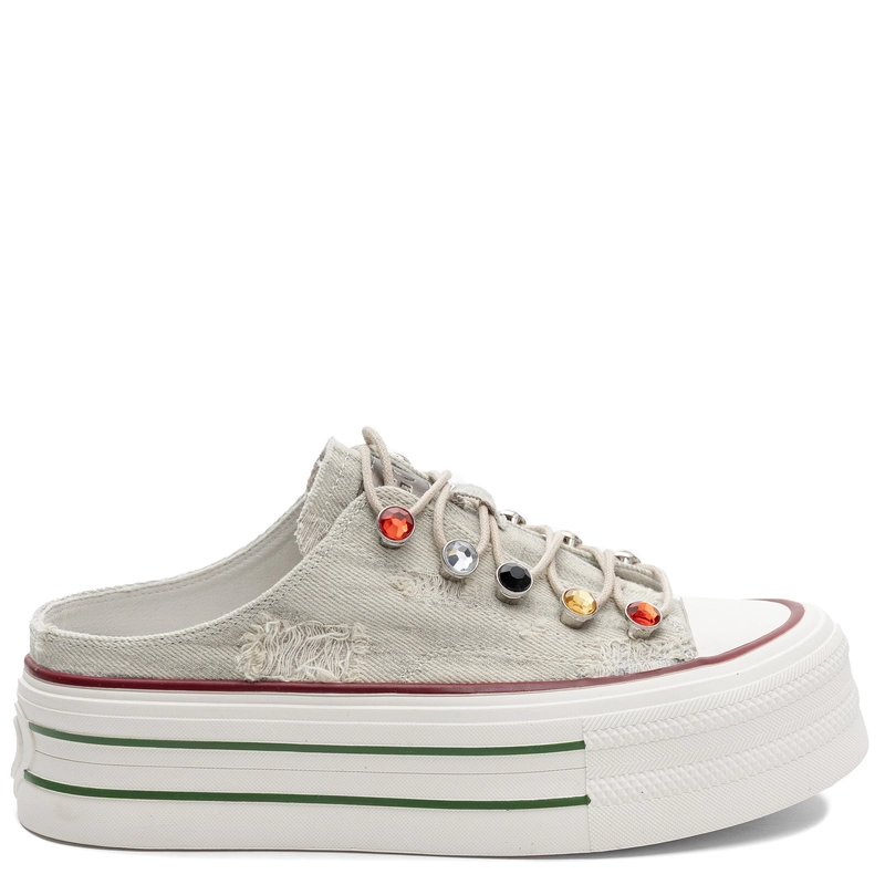 GOE TT2N4076 Women's Slip-On Platform Sneakers With Crystals Grey TT2N4076