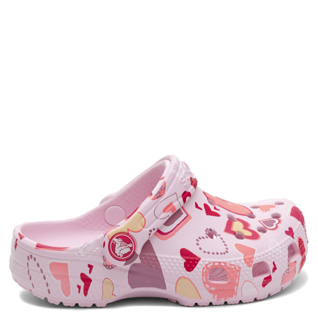 Crocs Classic Heart Print Clog Klapki Dziecięce Różowe W Kolorowe Serca 209755-7CI