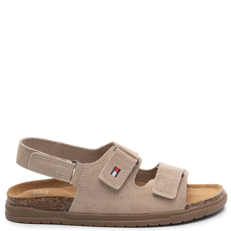 Tommy Hilfiger Skórzane Sandały na Rzepy Beżowe T3X2-34394-BEIGE