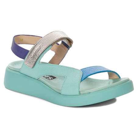 Wonders Women's Leather Sandals Lagoon