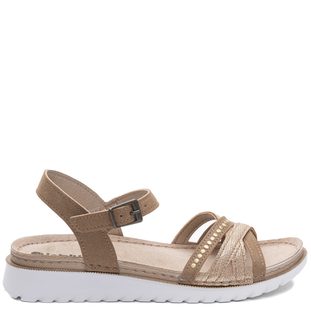 Inblu Comfortable Flat Sandals Jeweled Brown CN000054-SABBIA
