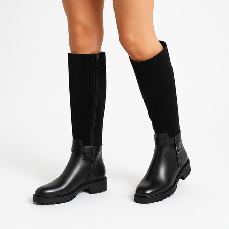 Marco Tozzi Leather Knee-High Boots Warm Lined Black 2-25603-43-098