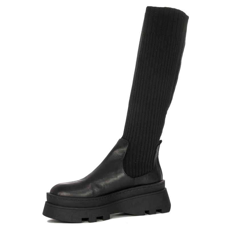 Kozaki Venezia Black skórzane Czarne