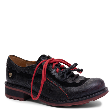 Maciejka Women's Leather Low Shoes Black Red 07600-08/00-1