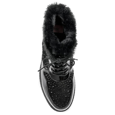 Botki Rieker 93312-00 Black ocieplane na platformie Czarne