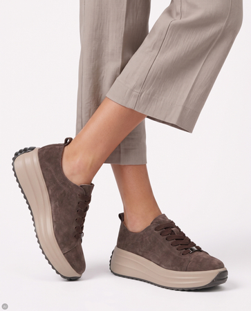 Filippo Brown Suede Women's Platform Sneakers DP8339/26 D BR