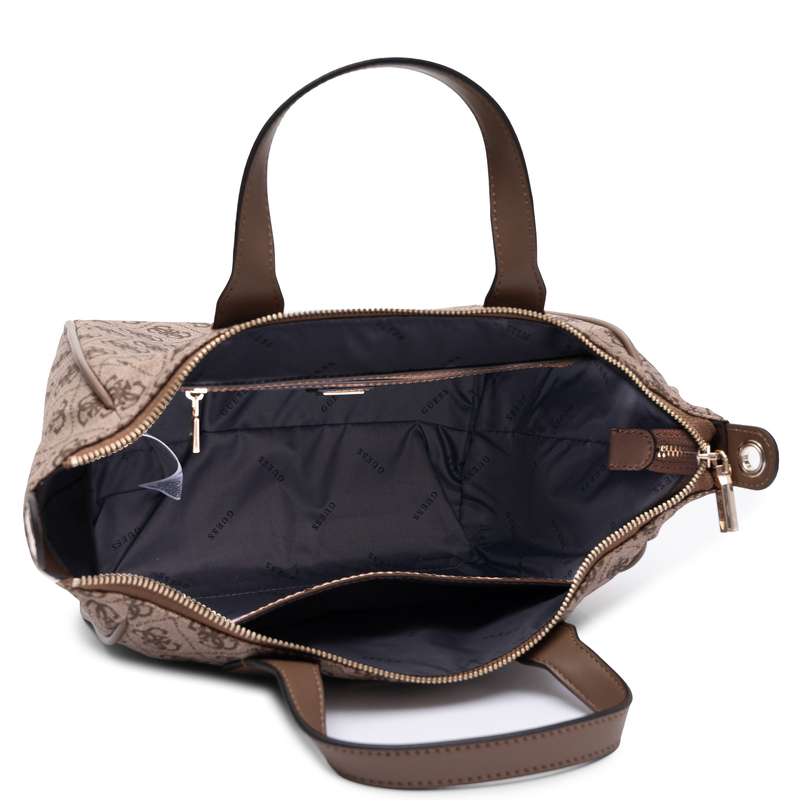 Guess Elegant Classic Handbag Top Handle and Crossbody Monogram Beige TWNB2168019-LATTE