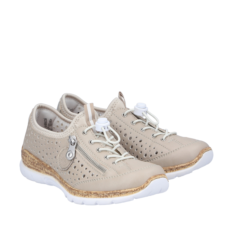 Rieker Ażurowe Sneakersy Damskie Półbuty z Suwakiem Beżowy N42P6-62