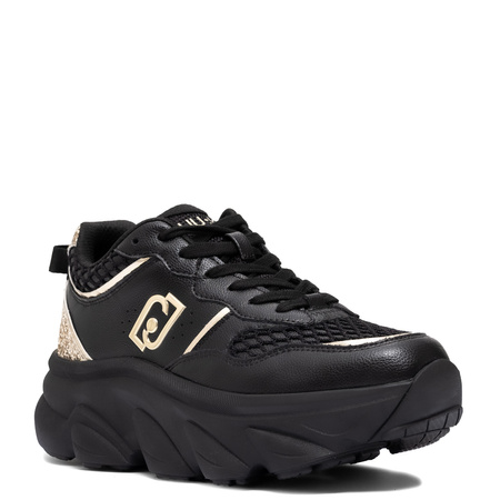 Liu Jo Chunky Platform Sneakers Light Gold Glitter Heel Black BF5061-PX783-GOLD