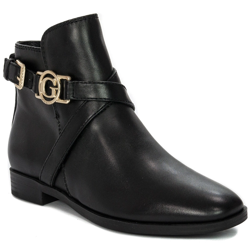 Botki Guess FL7FRZ LEA09 FLORIZA Black skórzane Czarne