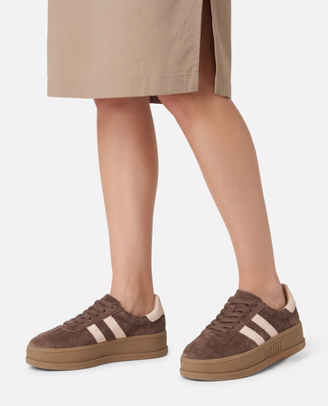 Filippo Zamszowe Sneakersy Damskie Na Platformie Brązowe DP7995-26-D-BR