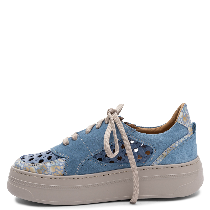 Maciejka Leather Openwork Sneakers On Platform Blue 07317-06-00-1
