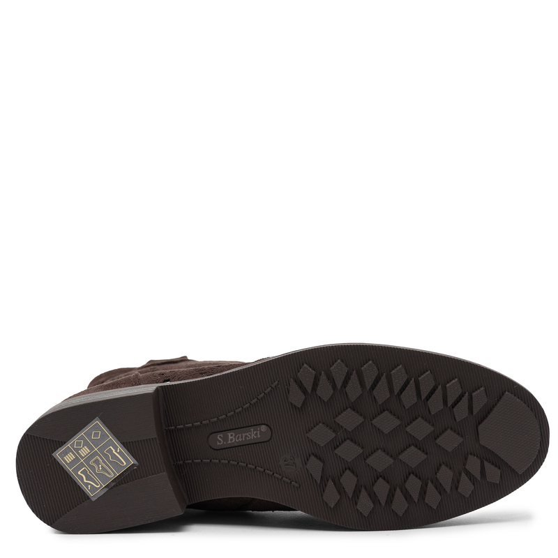 S.Barski Openwork Ankle Boots on a Flat Heel Brown HY61-8026-BROWN