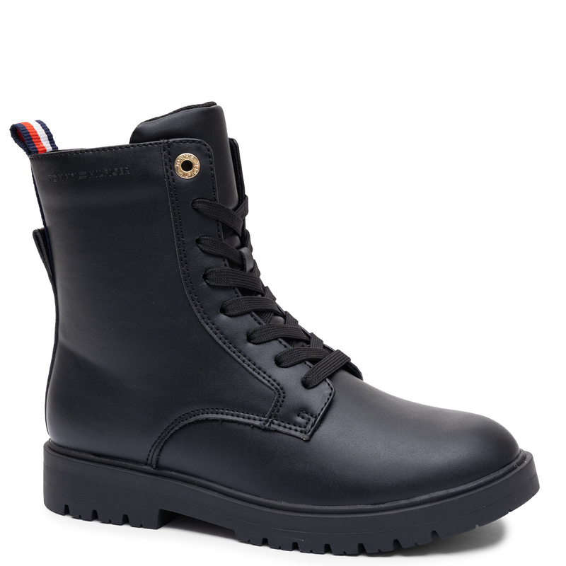 Tommy Hilfiger Modne Sznurowane Trzewiki Damskie Z Zamkiem Czarne T3A5-35157-BK