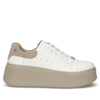 Filippo Leather Women’s Sneakers On Platform Figure-Enhancing Low Shoes White-Beige DP7537-26-WH-BE