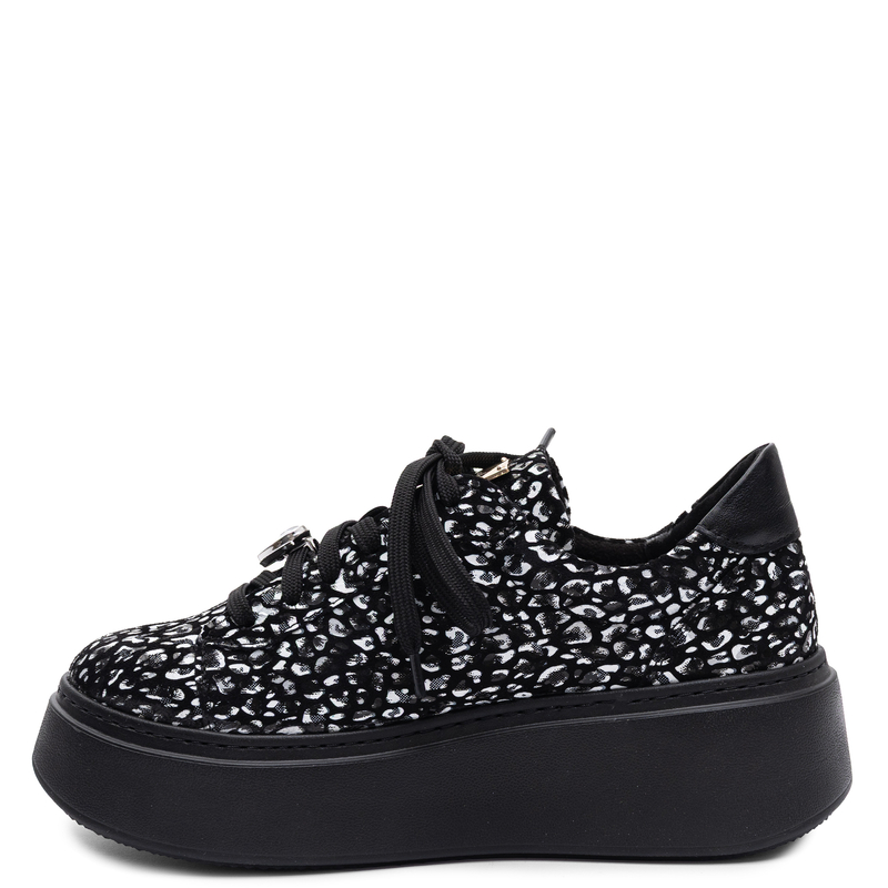 Maciejka Leather Platform Sneakers Black White 6191W-08/00-8